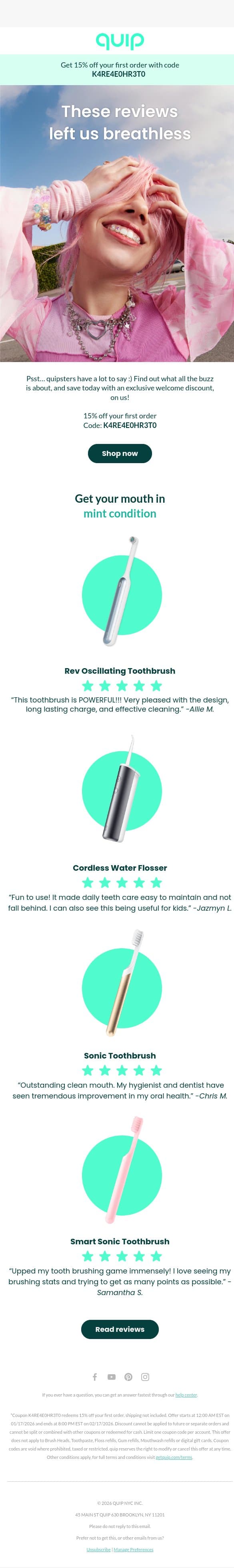 Hear from real quipsters! email from Quip screenshot