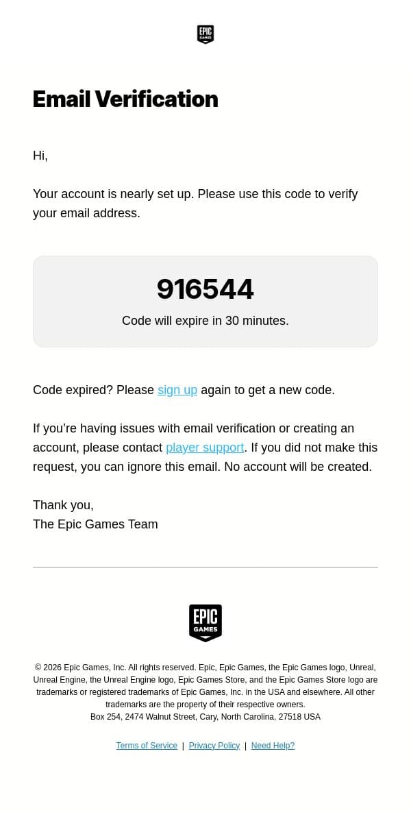 Epic Games - Email Verification email from Quixel screenshot