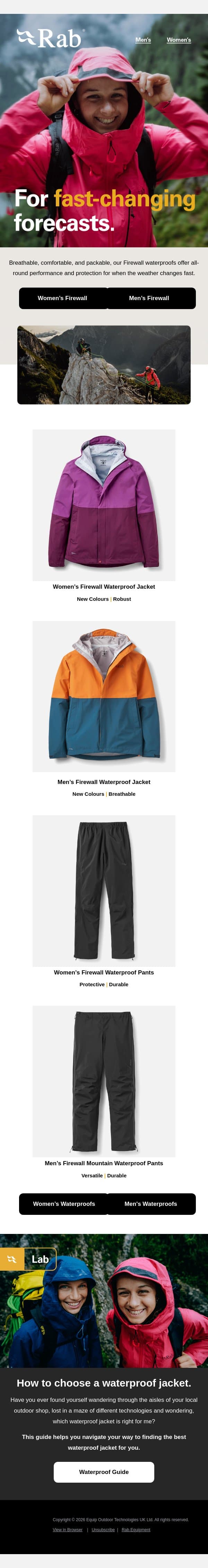 A match for mountain weather. email from Rab screenshot
