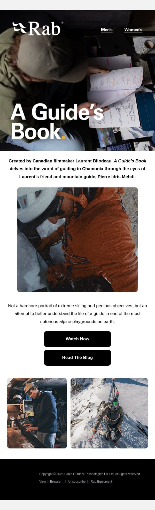 A Guide’s Book. email from Rab screenshot