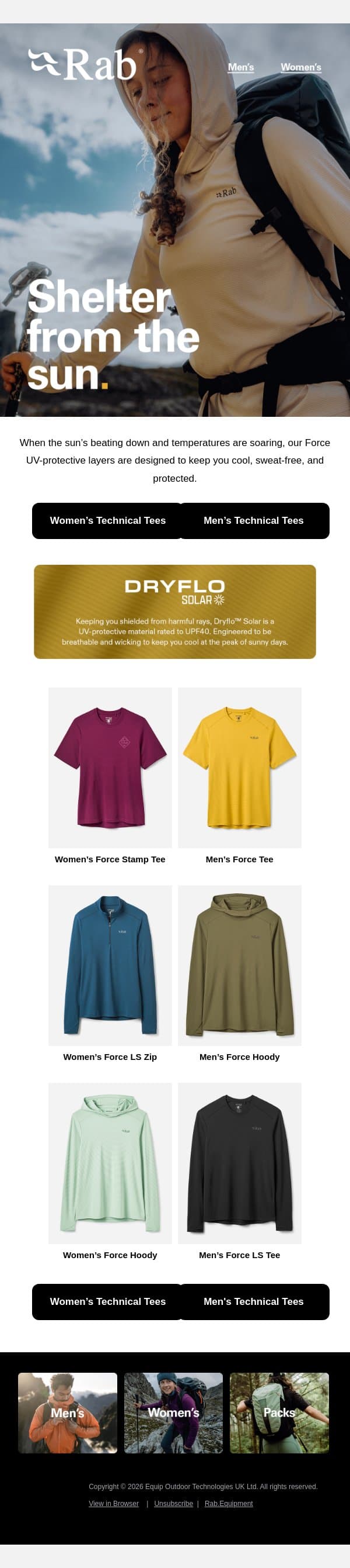Ready for the heat to hit. email from Rab screenshot