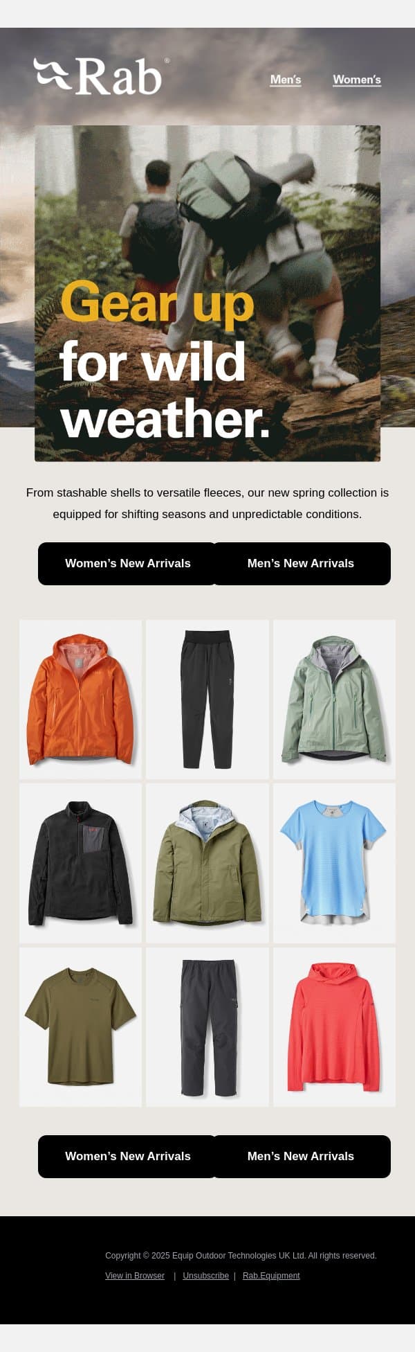New spring favourites. email from Rab screenshot