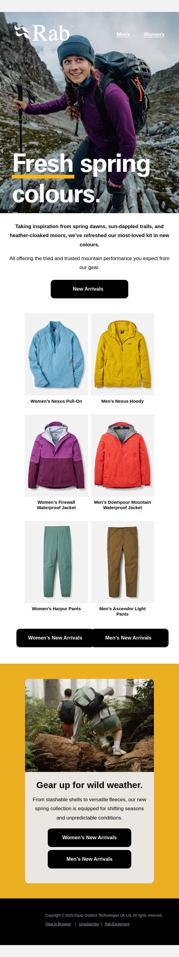Time-tested performance. Fresh colours. email from Rab screenshot