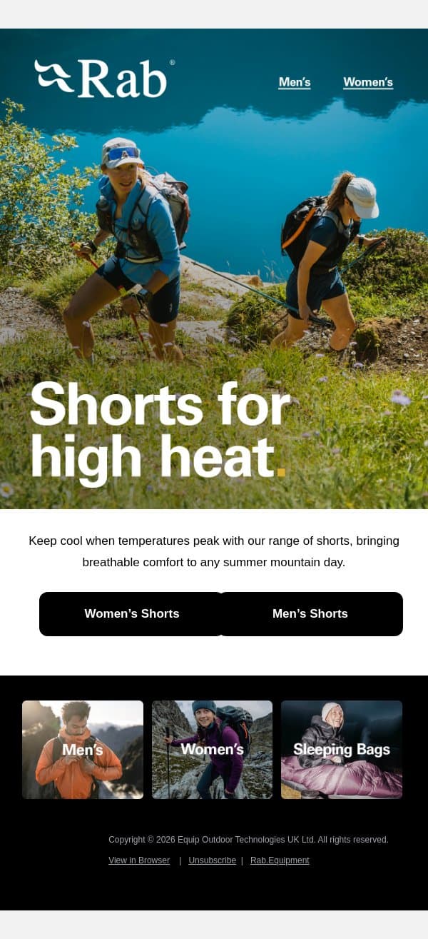 Temperatures are soaring. email from Rab screenshot