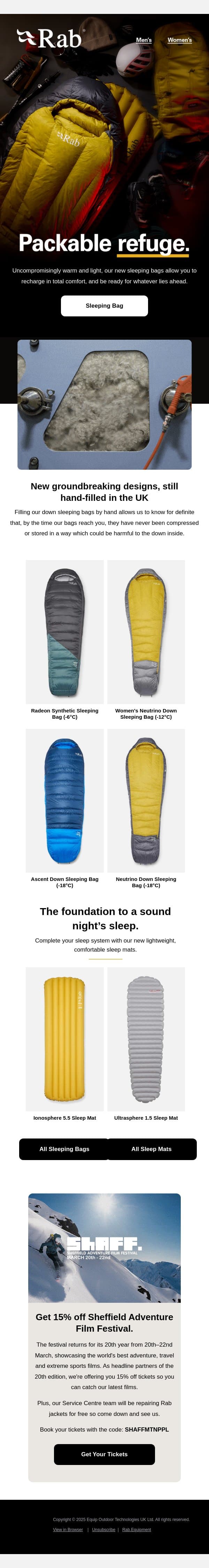 Your home in the wild. email from Rab screenshot