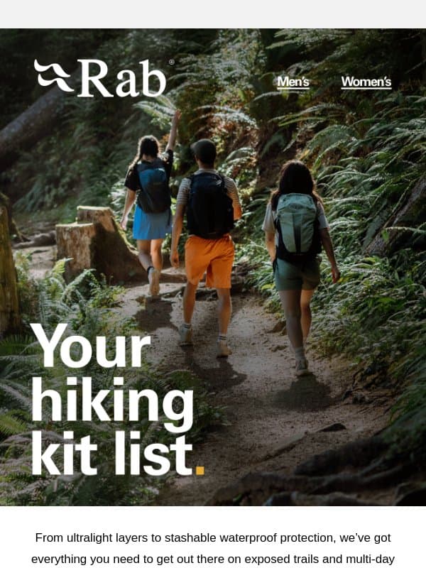 Gear up for the trail. email from Rab