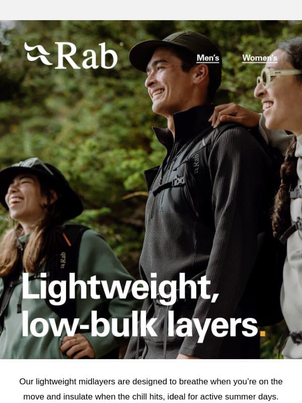 Essential warmth for fast-moving days. email from Rab