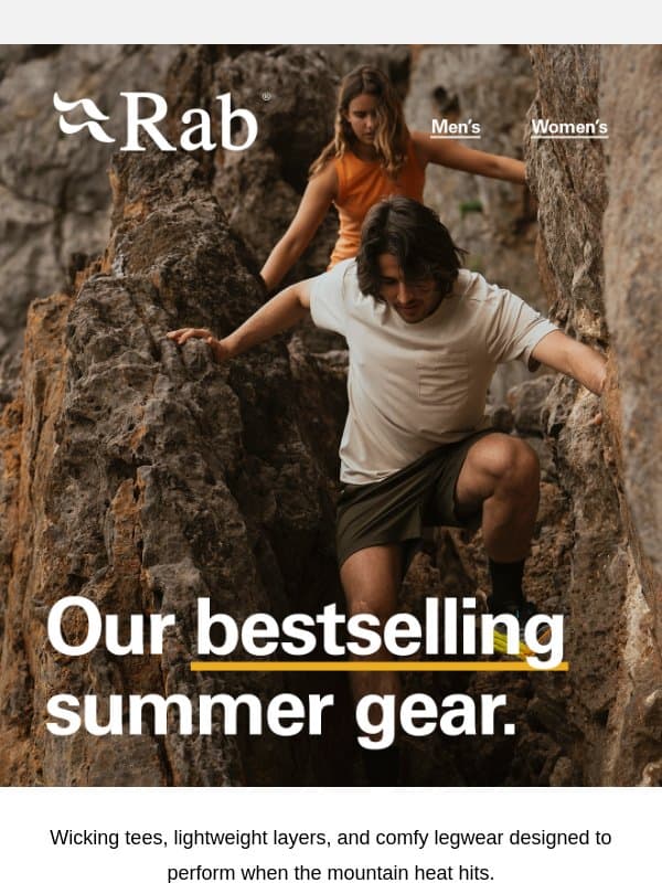 Our bestselling summer gear. email from Rab