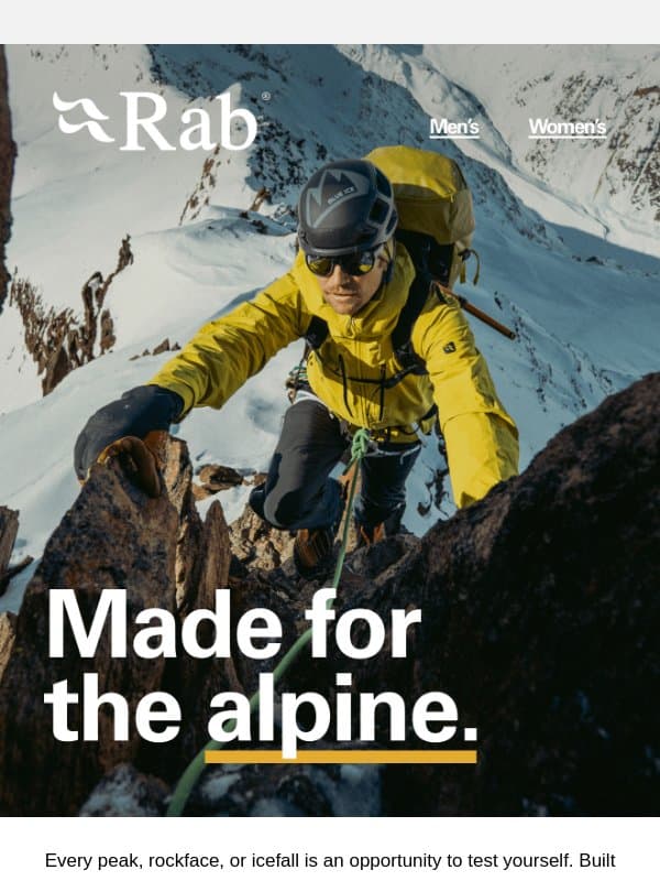 Gear up for winter ascents. email from Rab