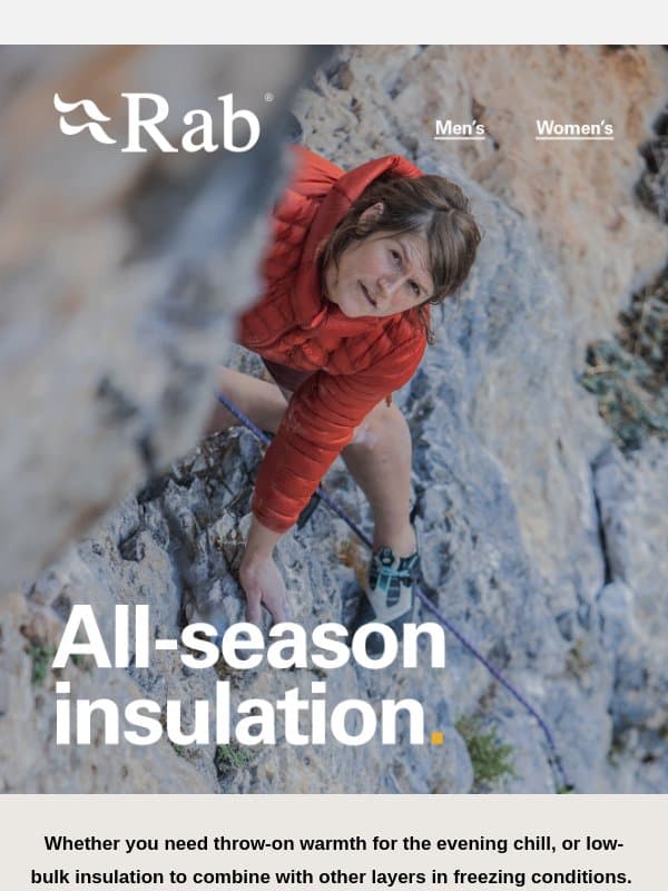 On-demand warmth for any season. email from Rab
