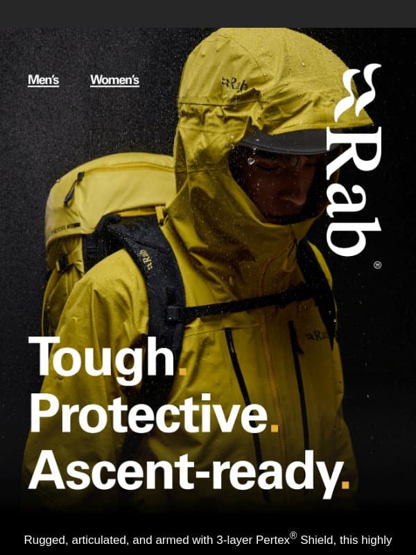 Unflinching waterproof protection. email from Rab