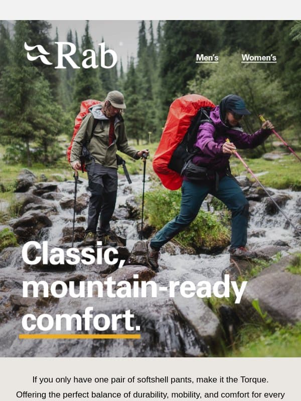 Rugged, lightweight, built for movement. email from Rab