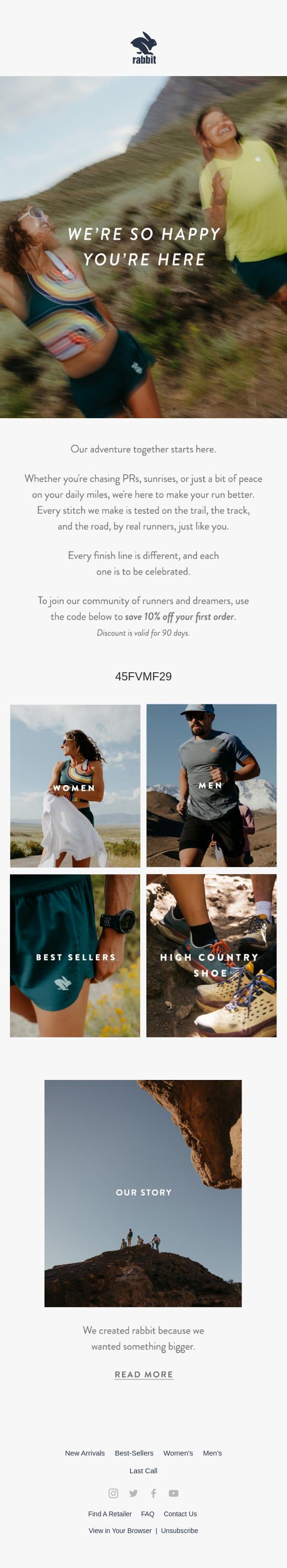 Founded by runners, like you. email from Rabbit screenshot