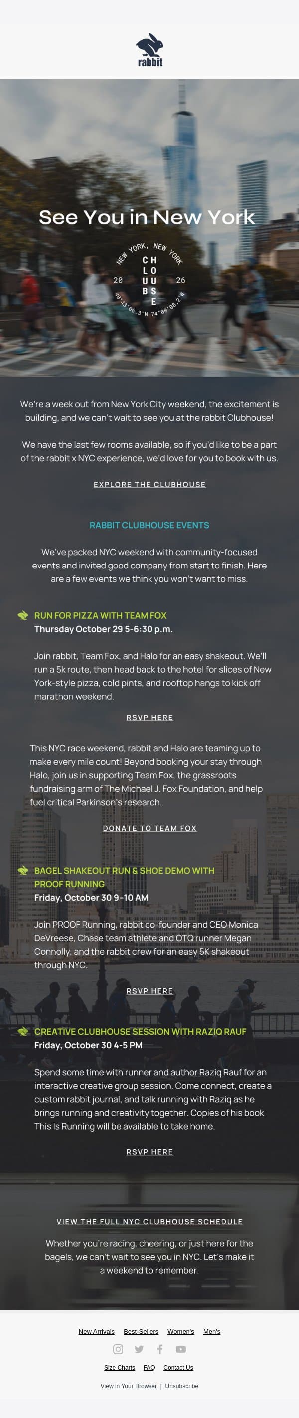 One week out from NYC email from Rabbit screenshot
