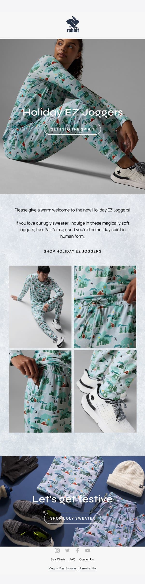 Warmly welcome the Holiday EZ Joggers email from Rabbit screenshot