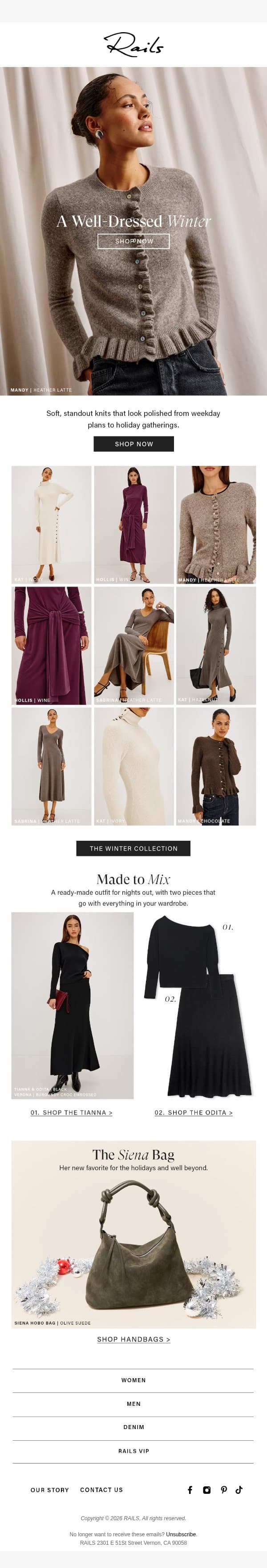 Standout Knits email from Rails screenshot