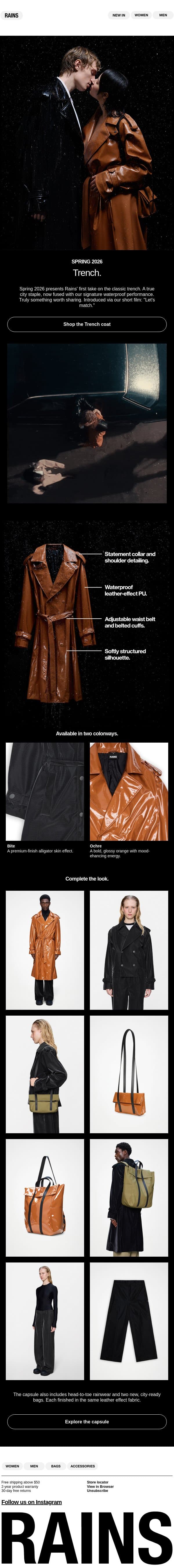 Our first official Trench. email from Rains screenshot