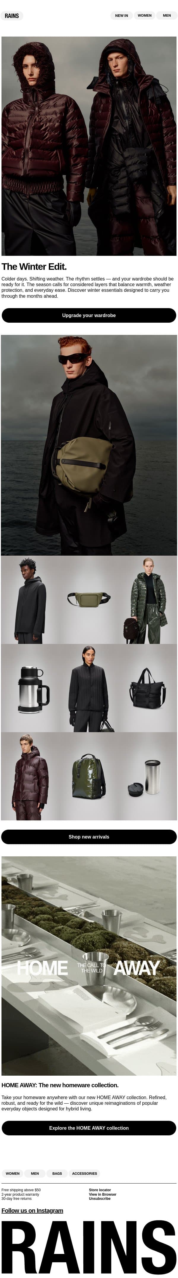 Winter is here. Get ready. email from Rains screenshot