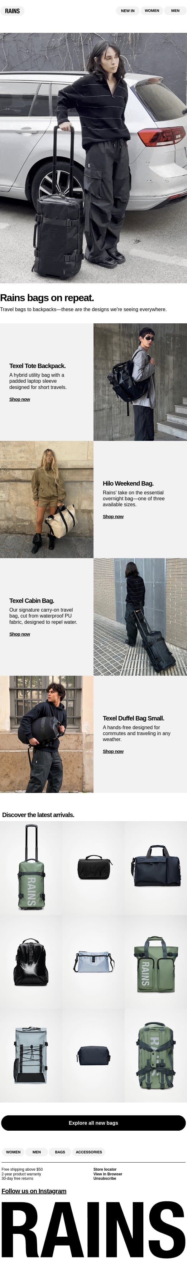 The one thing you'll wear every day. email from Rains screenshot