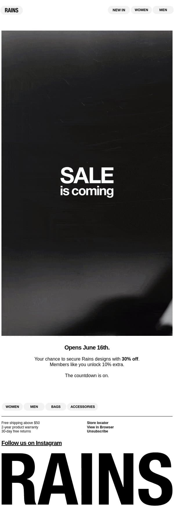 June 16th. Something's coming. email from Rains screenshot