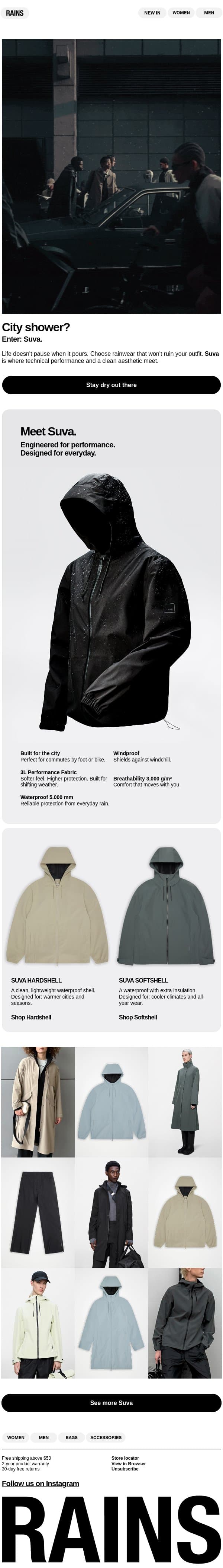 In case of rain. email from Rains screenshot