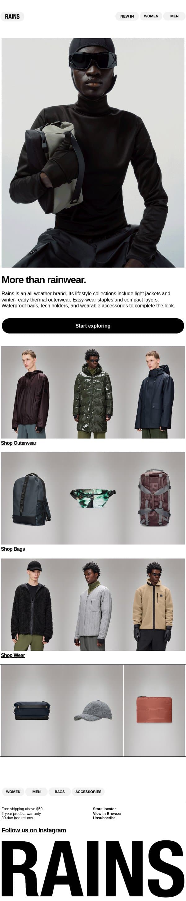 More than rainwear email from Rains screenshot