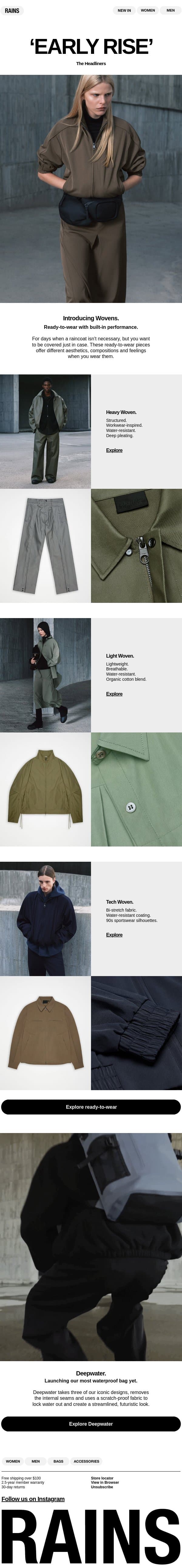 What's new in Autumn 26? email from Rains screenshot