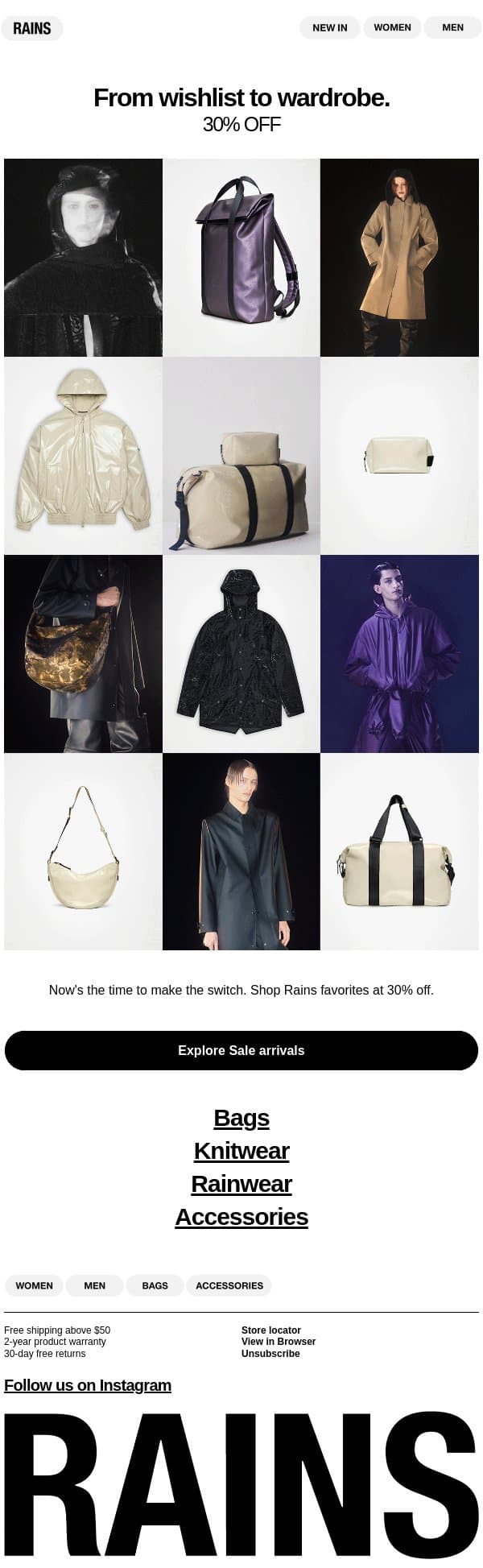 Was this Sale made for you? email from Rains screenshot