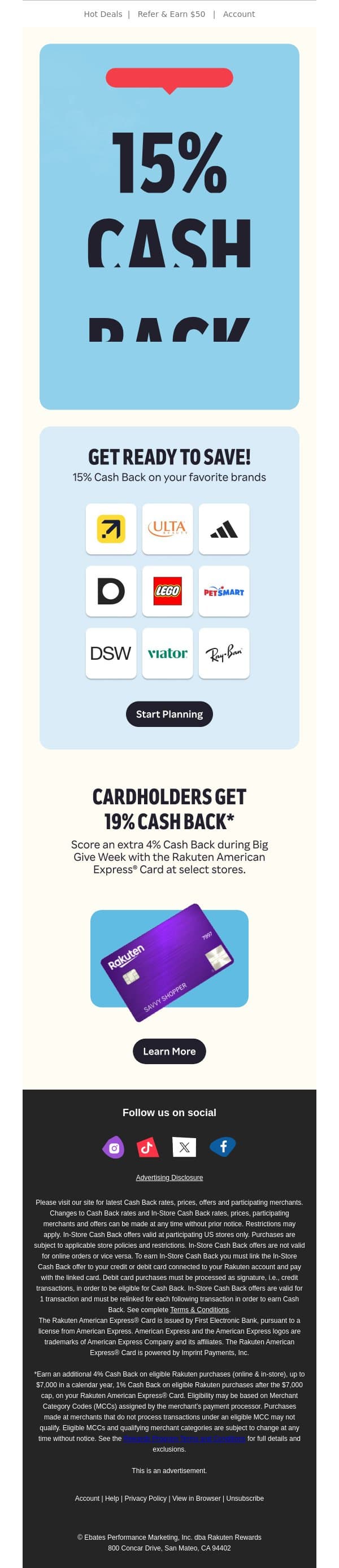 REMINDER: Big Give Week is almost here email from Rakuten screenshot