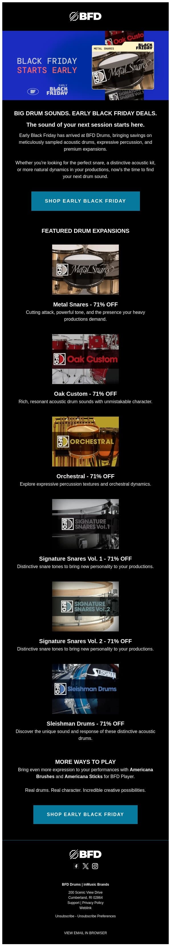 Early Black Friday Starts Now — Bring Your Drums to Life email from Rane screenshot