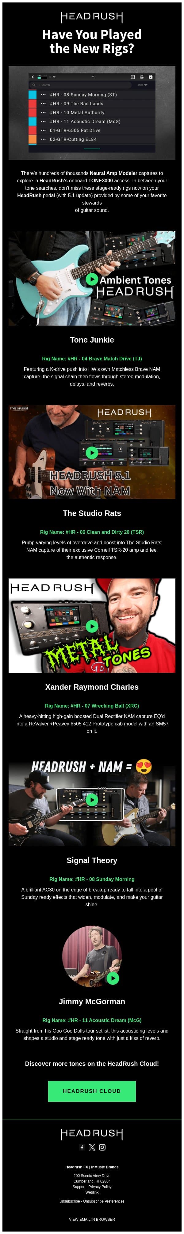 More Artists, More Tones, More Inspiration email from Rane screenshot