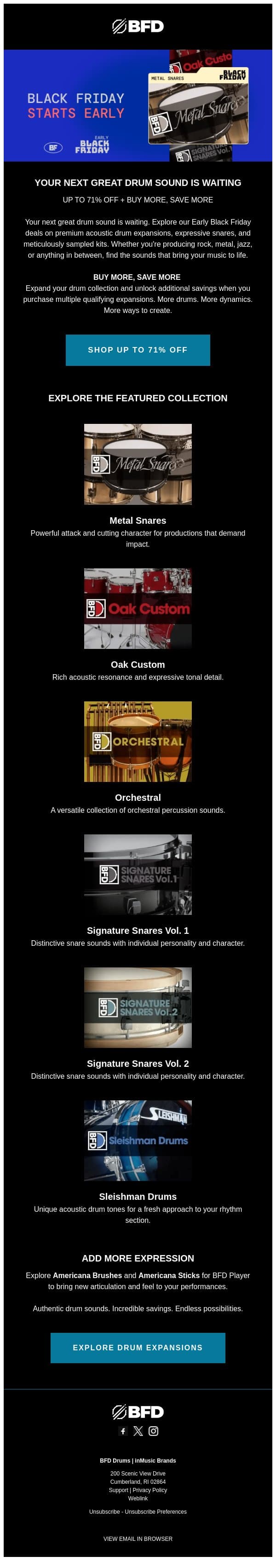 Up to 71% Off BFD Drums — Buy More, Save More email from Rane screenshot