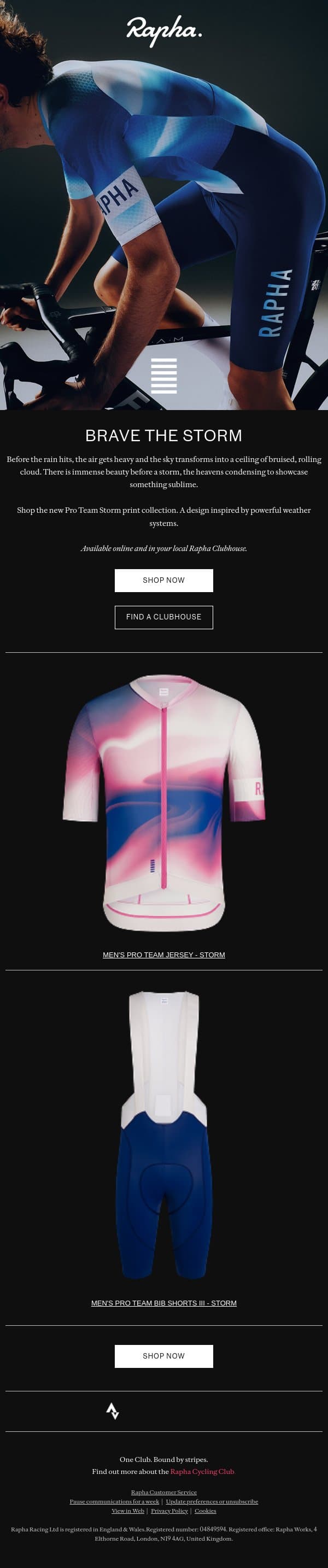 Riders on the Storm email from Rapha screenshot
