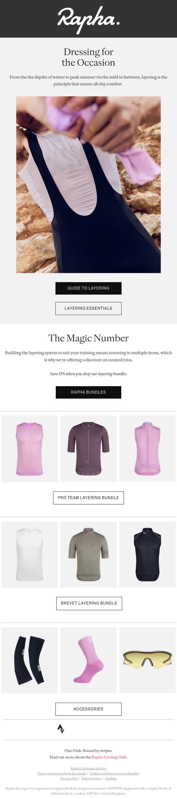 Read our latest layering guide email from Rapha screenshot