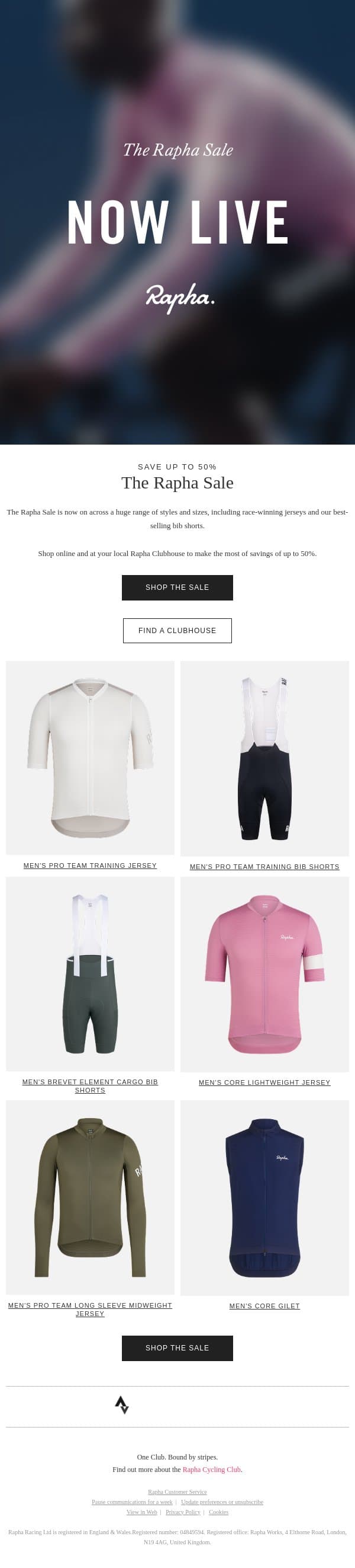 The Rapha Sale is Live email from Rapha screenshot