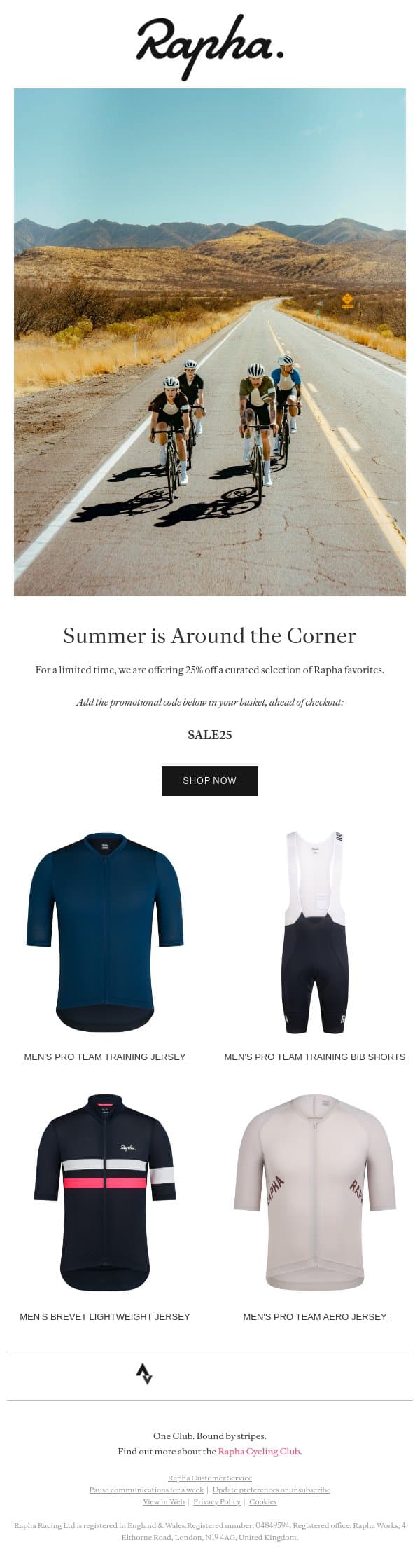 Spring Savings email from Rapha screenshot