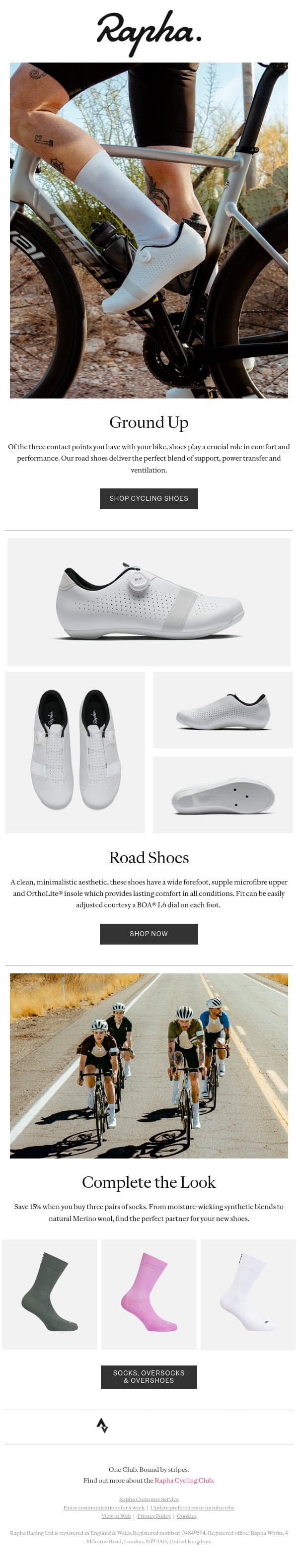Discover Rapha Road Shoes email from Rapha screenshot