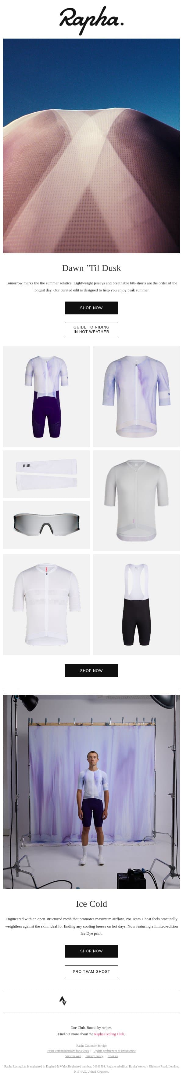 The Summer Edit email from Rapha screenshot