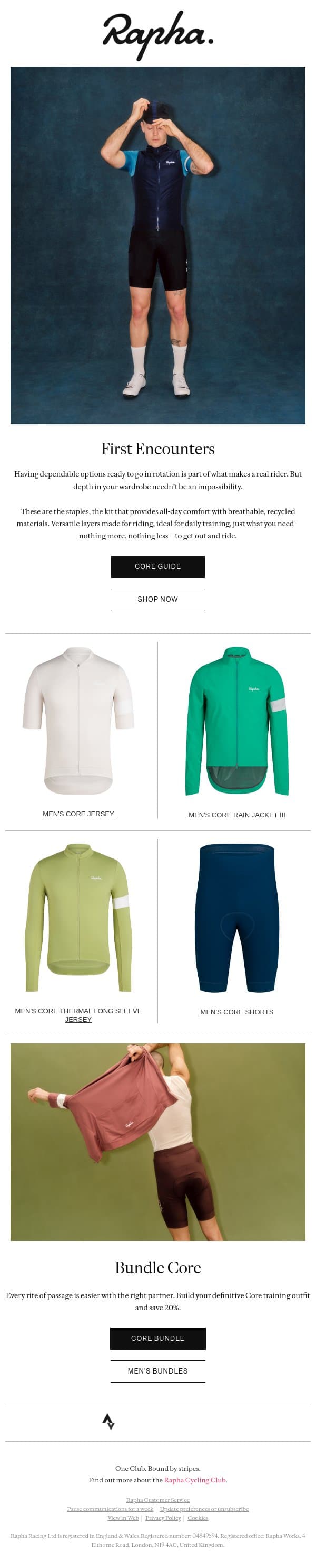 Everything you need. Nothing you don’t. email from Rapha screenshot
