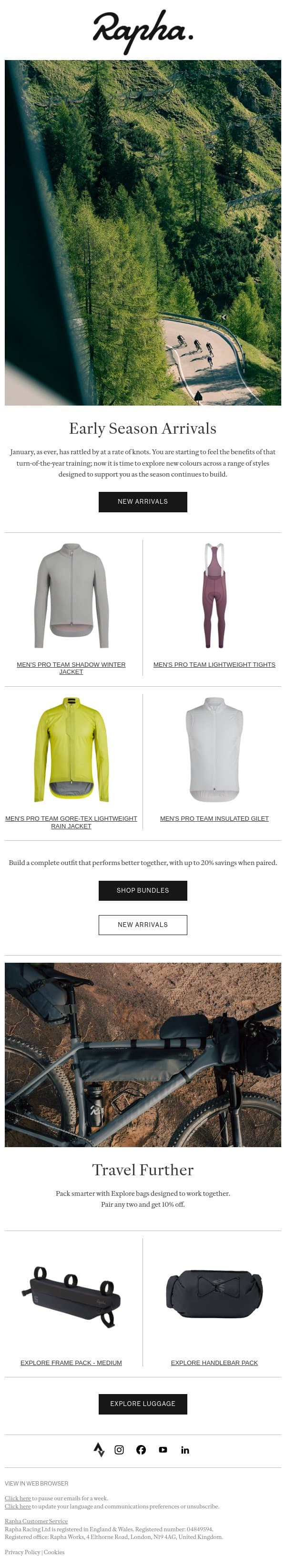 New colours available now email from Rapha screenshot
