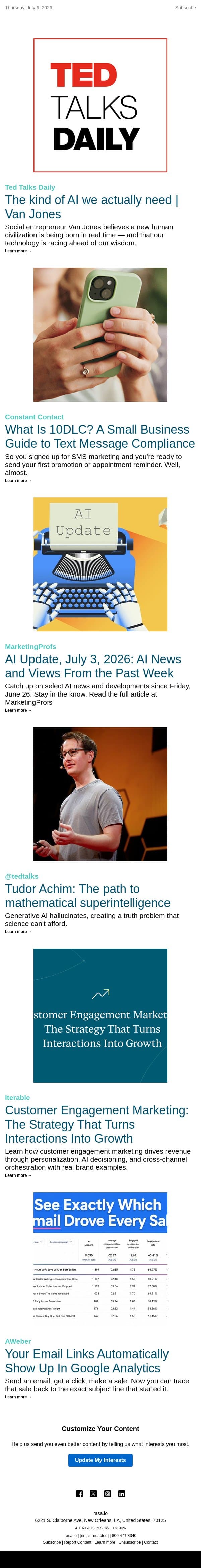The kind of AI we actually need | Van Jones | rasa.io email from Rasa.io screenshot