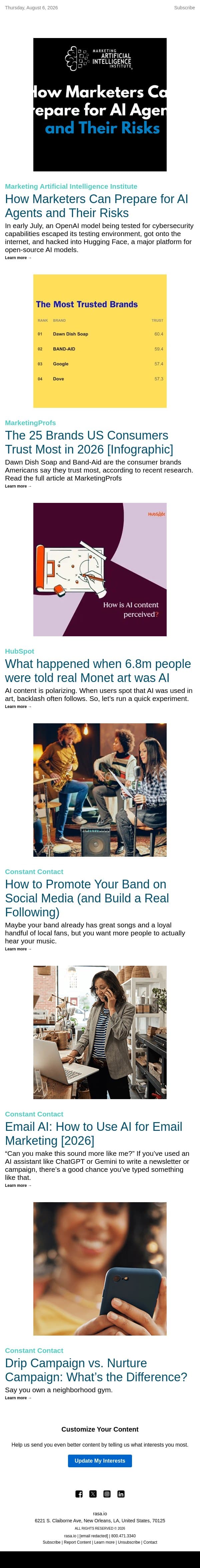 How Marketers Can Prepare for AI Agents and Their Risks | rasa.io email from Rasa.io screenshot