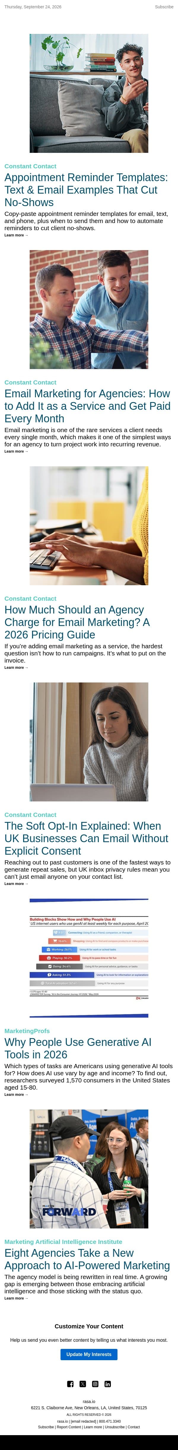 Appointment Reminder Templates: Text & Email Examples That Cut No-Shows | rasa.io email from Rasa.io screenshot