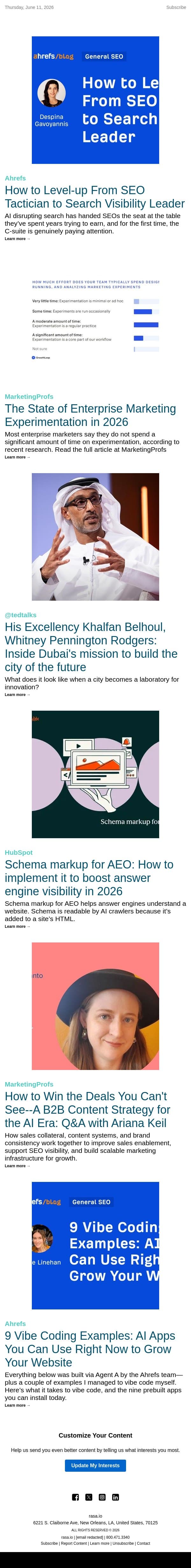 How to Level-up From SEO Tactician to Search Visibility Leader | rasa.io email from Rasa.io screenshot