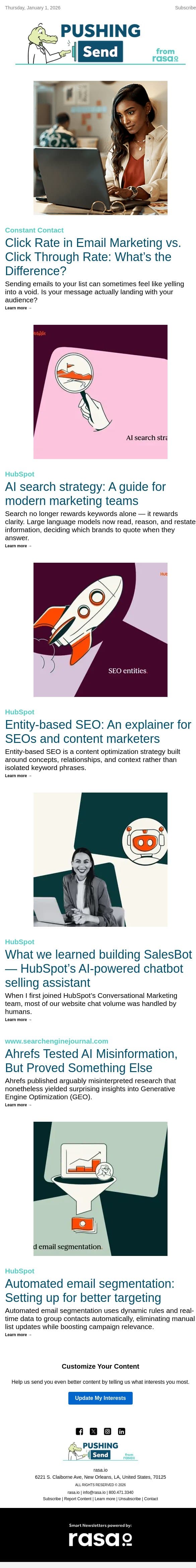 Click Rate in Email Marketing vs. Click Through Rate: What’s the Difference? | rasa.io email from Rasa.io screenshot