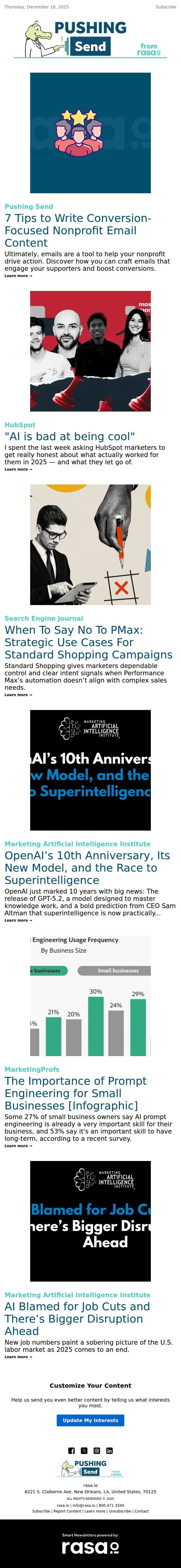 "AI is bad at being cool" | rasa.io email from Rasa.io screenshot