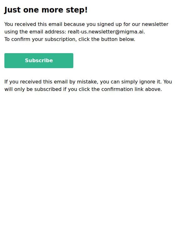 Please confirm your subscription email from RealT screenshot