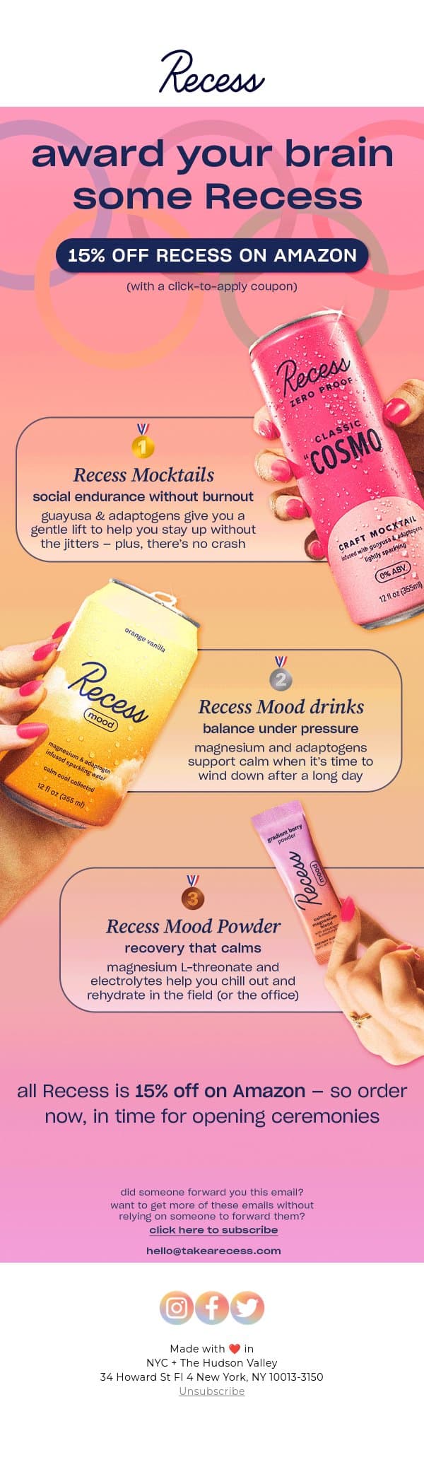 go for the gold with Recess 🥇 email from Recess screenshot