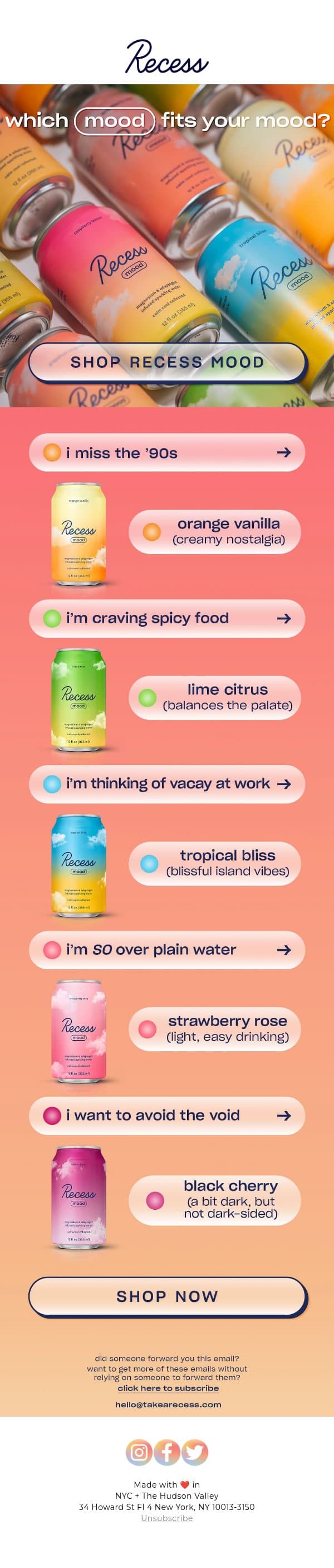 the ’90s, sparkling waters, and the void email from Recess screenshot