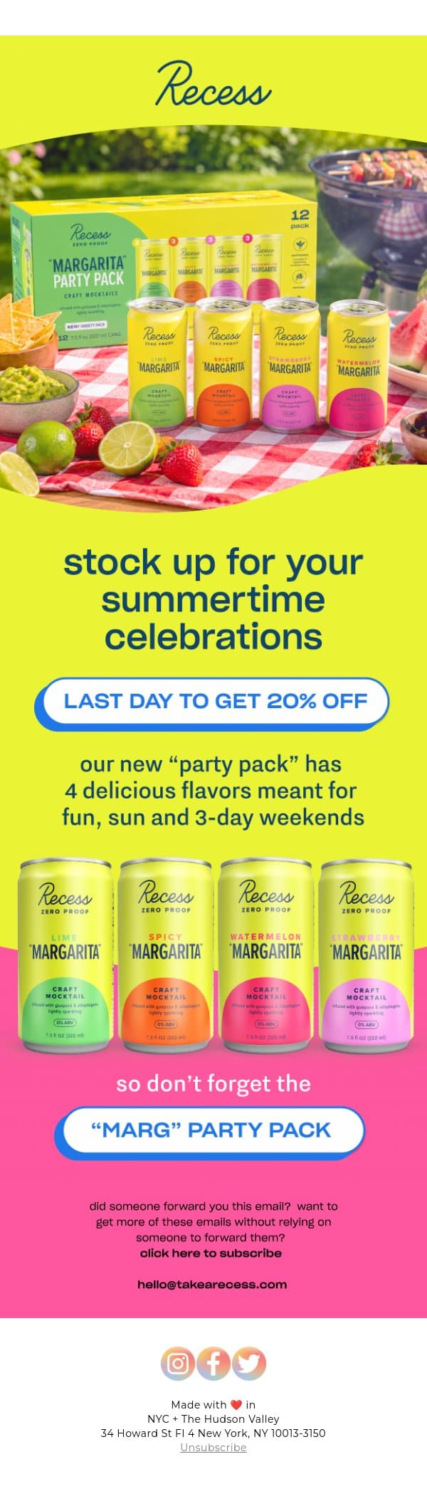 your bbq deserves better drinks email from Recess screenshot